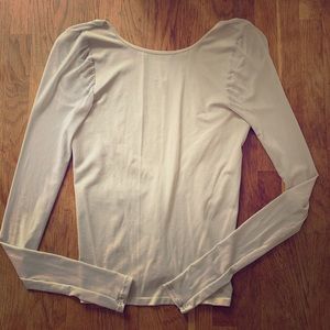 Free People Mesh Scrunch Sleeve Seamless Top